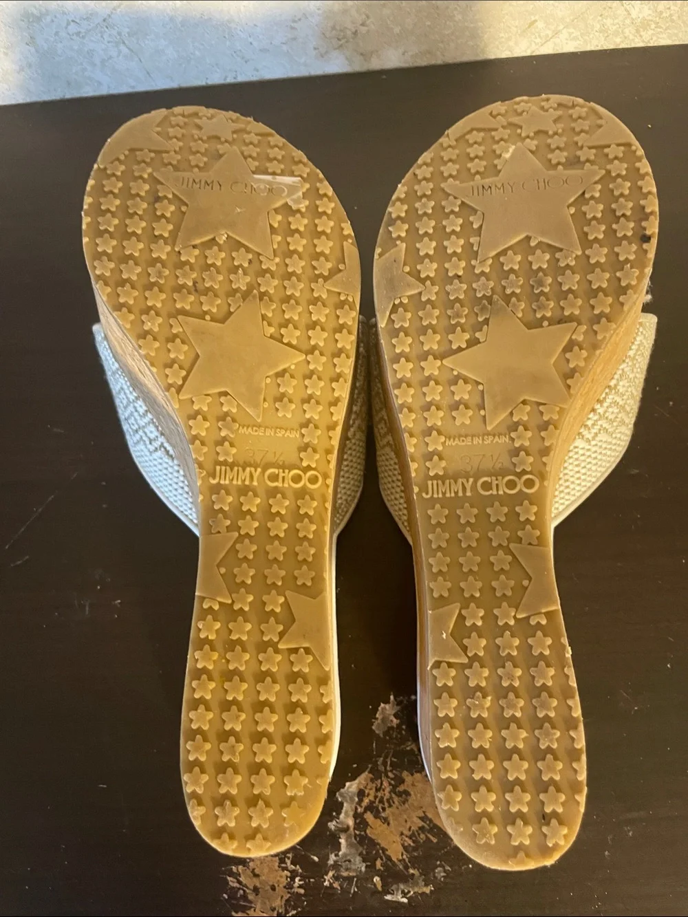 Jimmy Choo Cream Woven Cork Platform Wedge Sandals